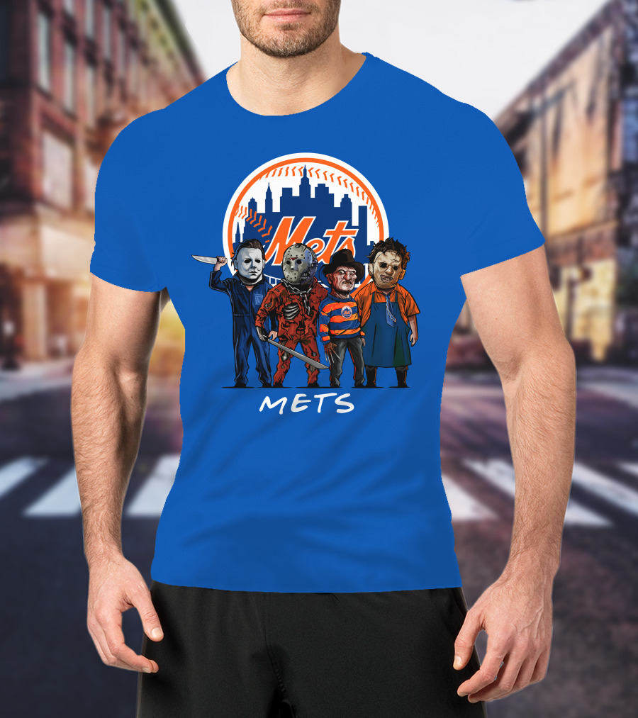 New York Mets Halloween The Slasher Squad Mets Team Characters T-Shirt