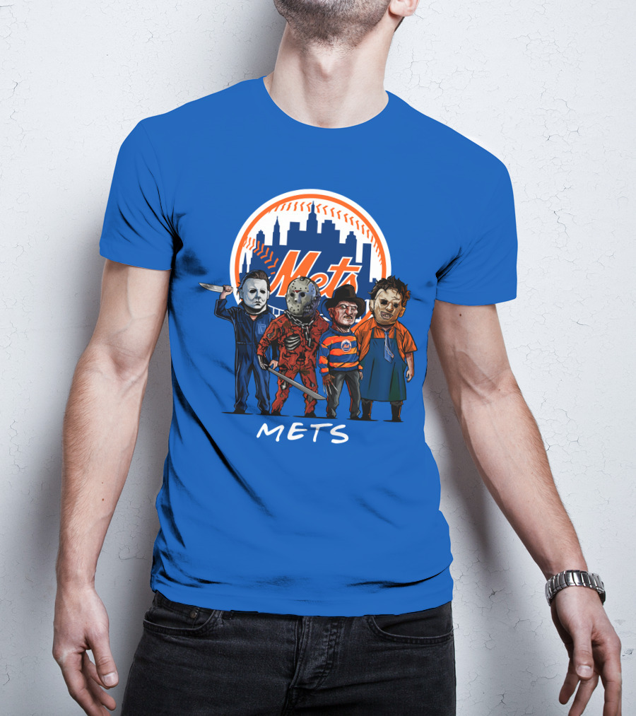 New York Mets Halloween The Slasher Squad Mets Team Characters T-Shirt