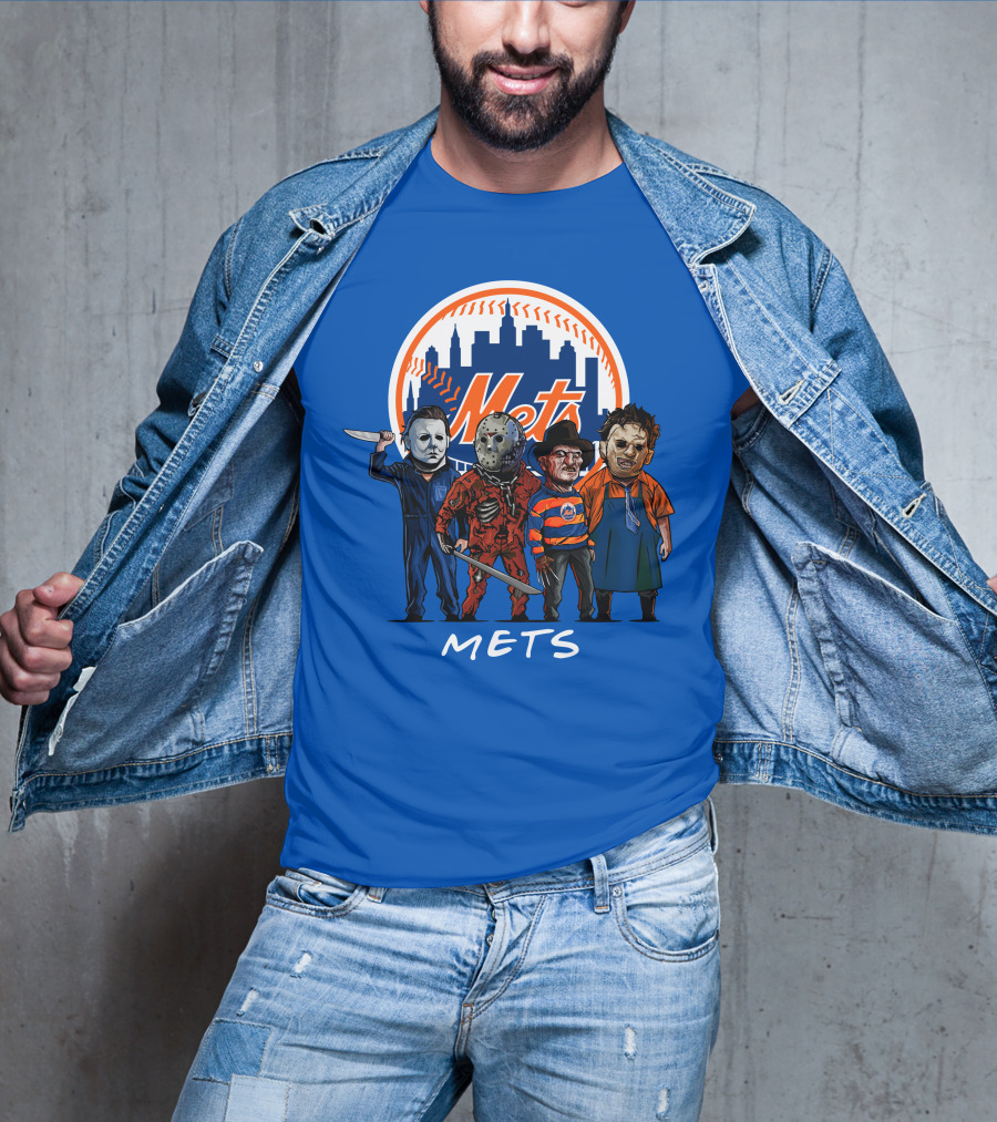 New York Mets Halloween The Slasher Squad Mets Team Characters T-Shirt