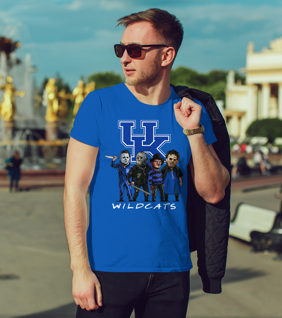 Kentucky Wildcats Halloween Horror Characters Team Up With Iconic Slashers T-Shirt
