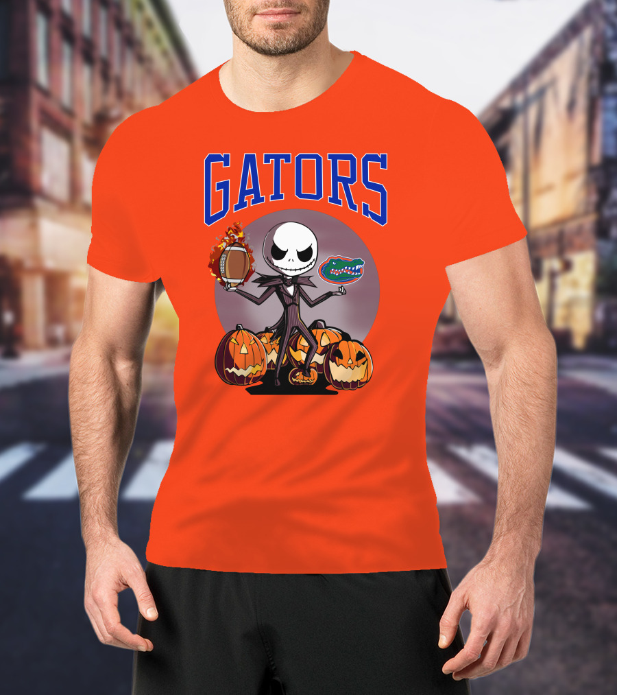 Gators Jack Skellington Florida Halloween Football Pumpkins T-Shirt