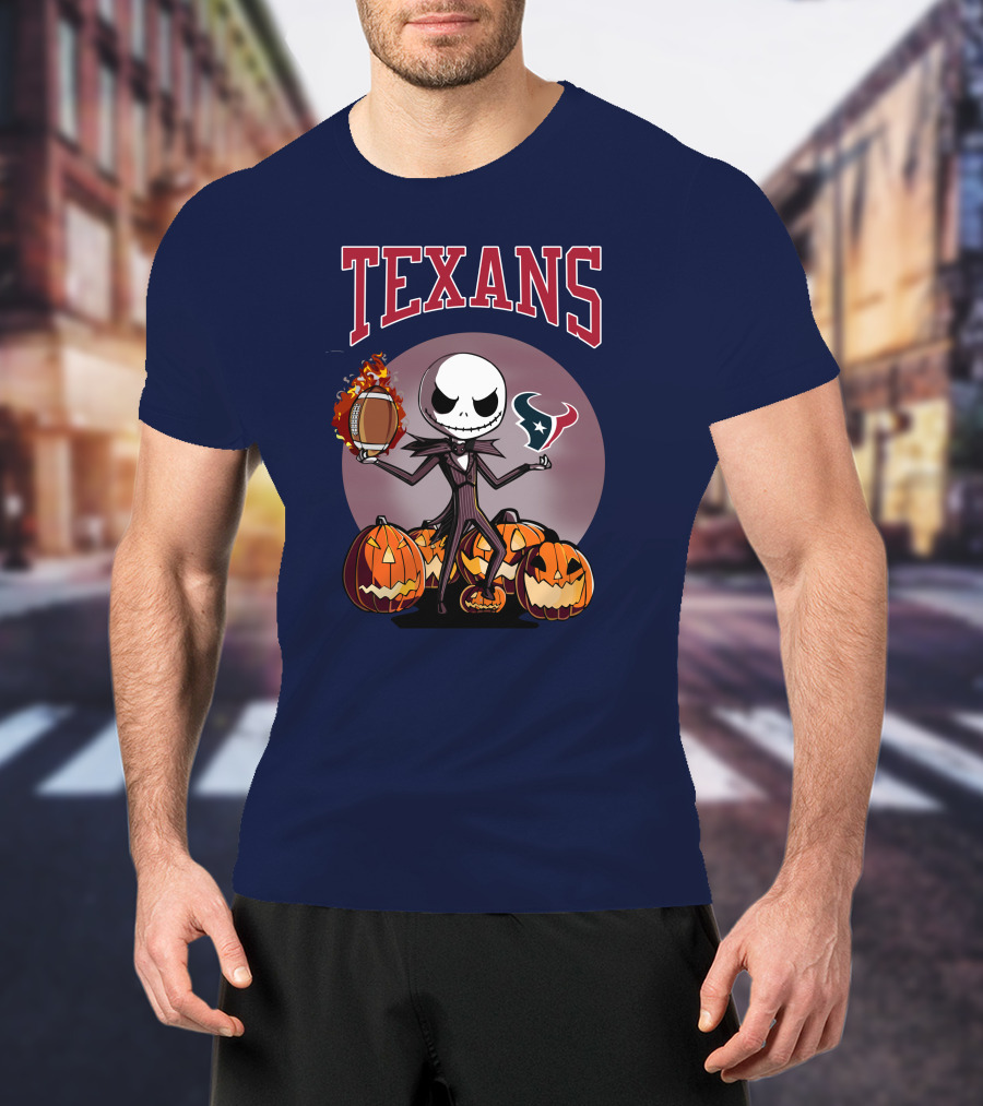Texans Halloween Jack Skellington Football Pumpkins T-Shirt