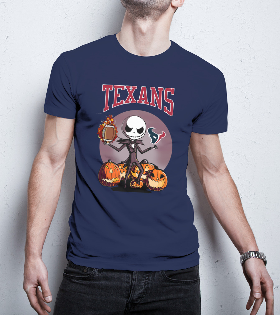 Texans Halloween Jack Skellington Football Pumpkins T-Shirt