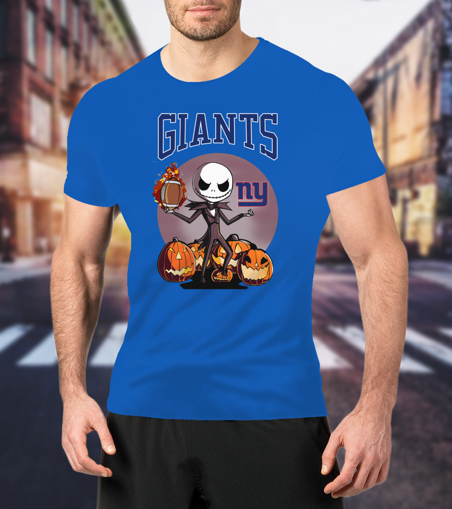 Giants NY Jack Skellington Pumpkin Halloween T-Shirt