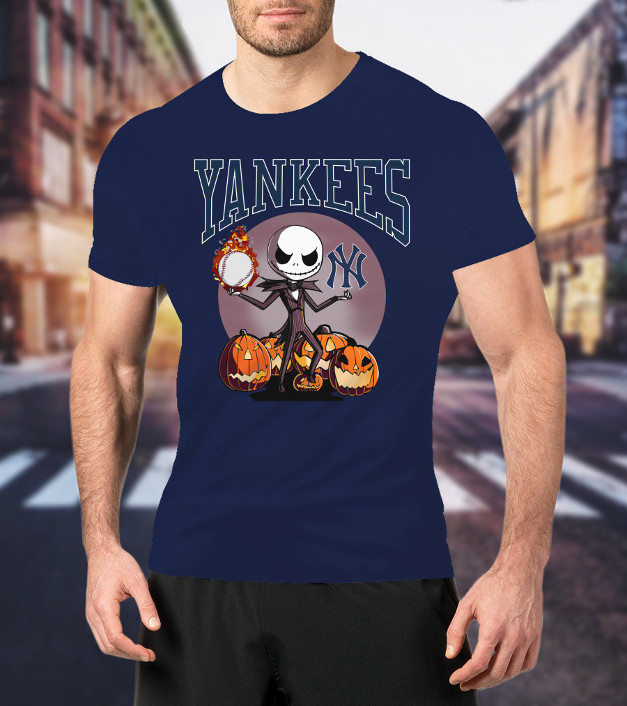Yankees Jack Skellington Halloween Baseball Pumpkins T-Shirt