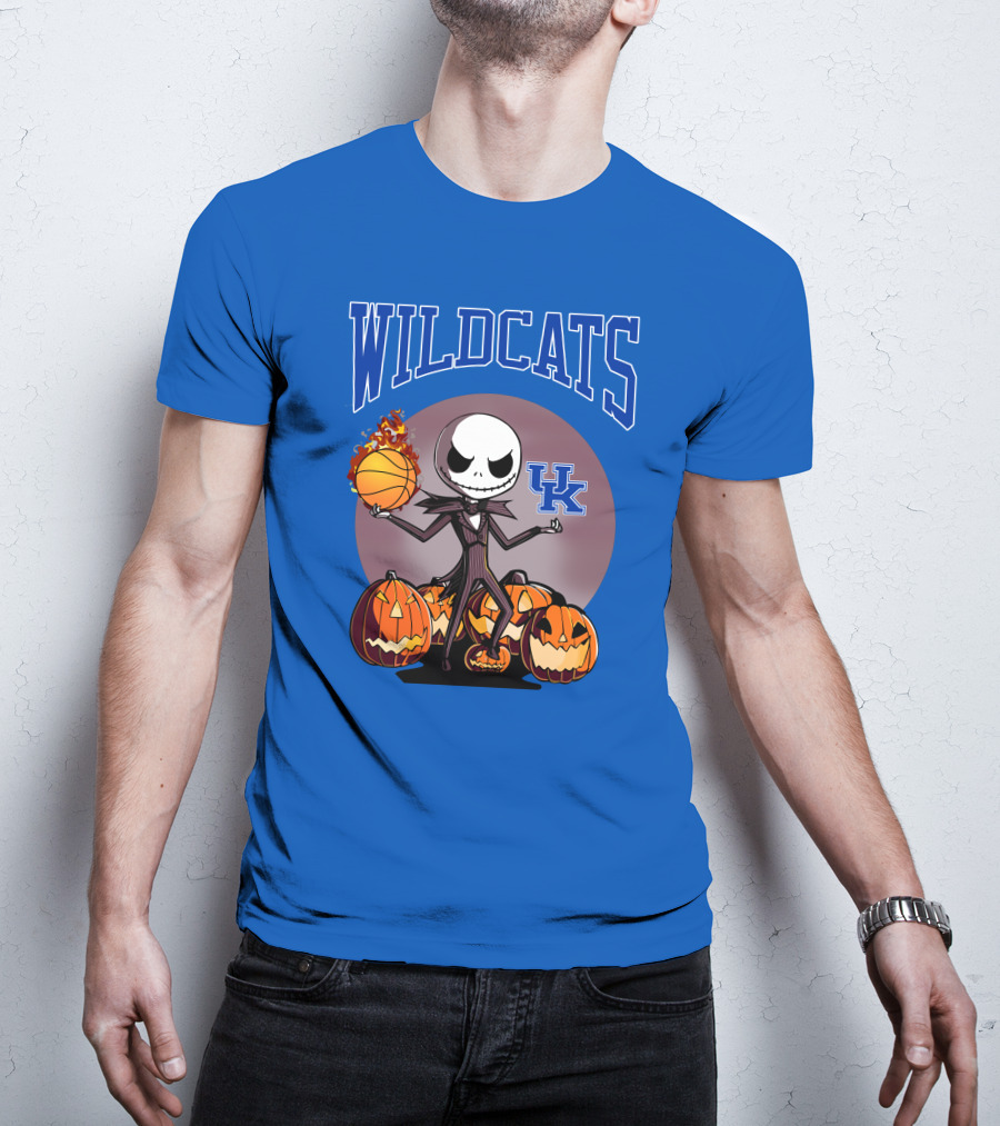 Wildcats UK Jack Skellington Halloween Basketball Pumpkins T-Shirt