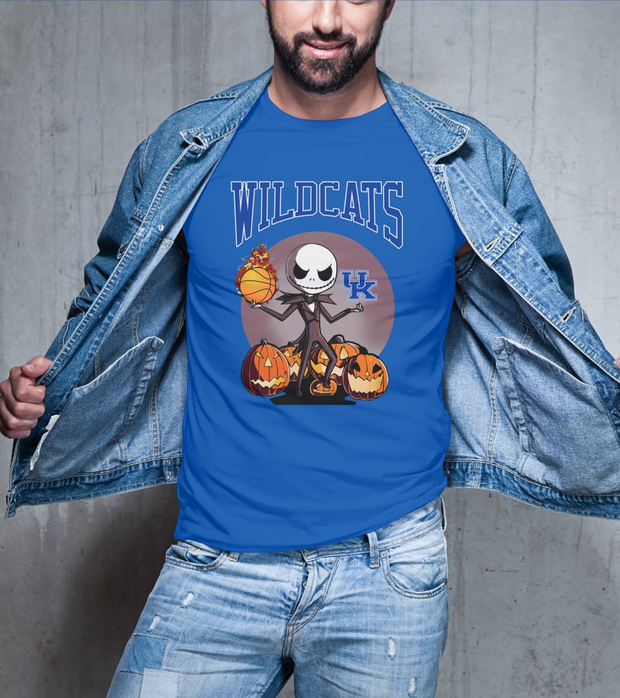 Wildcats UK Jack Skellington Halloween Basketball Pumpkins T-Shirt