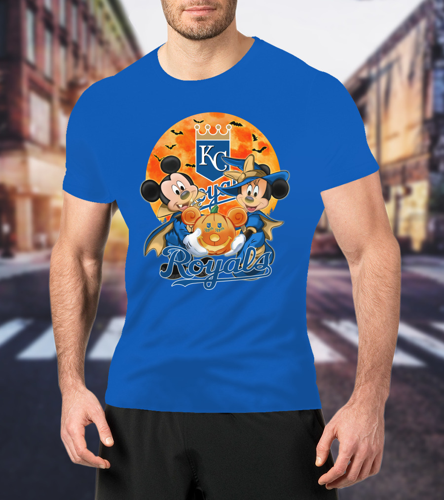 Kansas City Royals Mickey Mouse And Minnie Mouse Halloween Pumpkin Magic T-Shirt