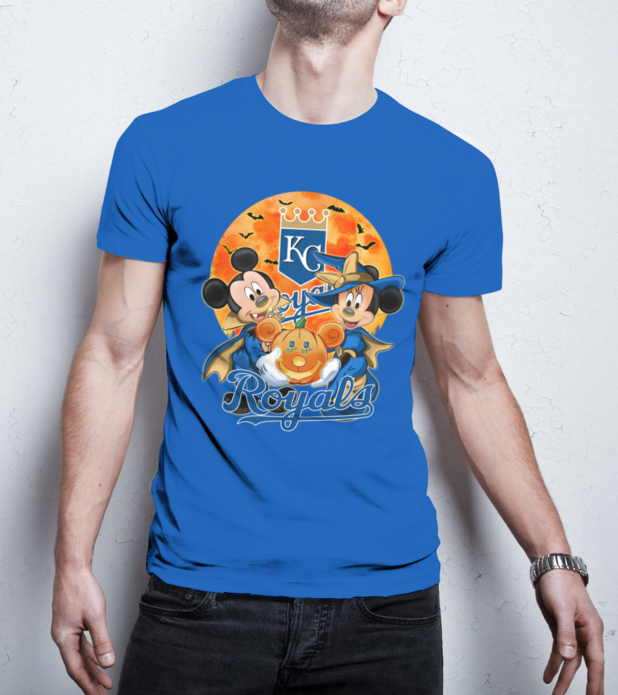 Kansas City Royals Mickey Mouse And Minnie Mouse Halloween Pumpkin Magic T-Shirt