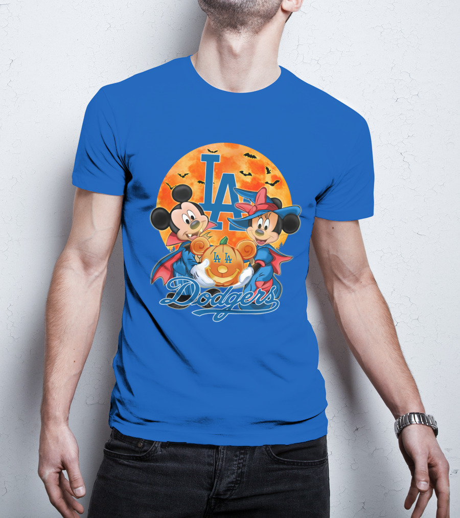 LA Dodgers Mickey Mouse Minnie Mouse Halloween Pumpkin Magic T-Shirt