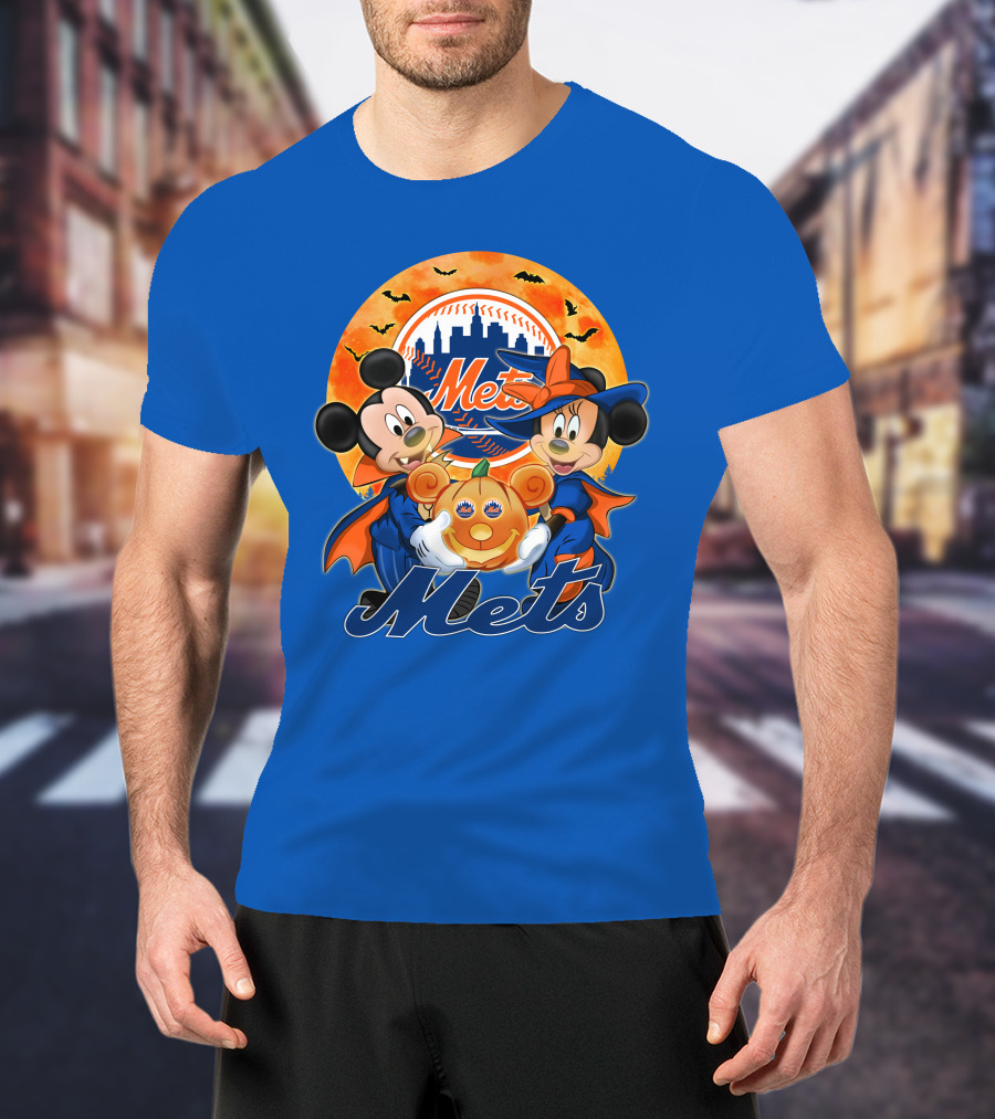 Mickey Minnie Mets Halloween Pumpkin Baseball Bats T-Shirt