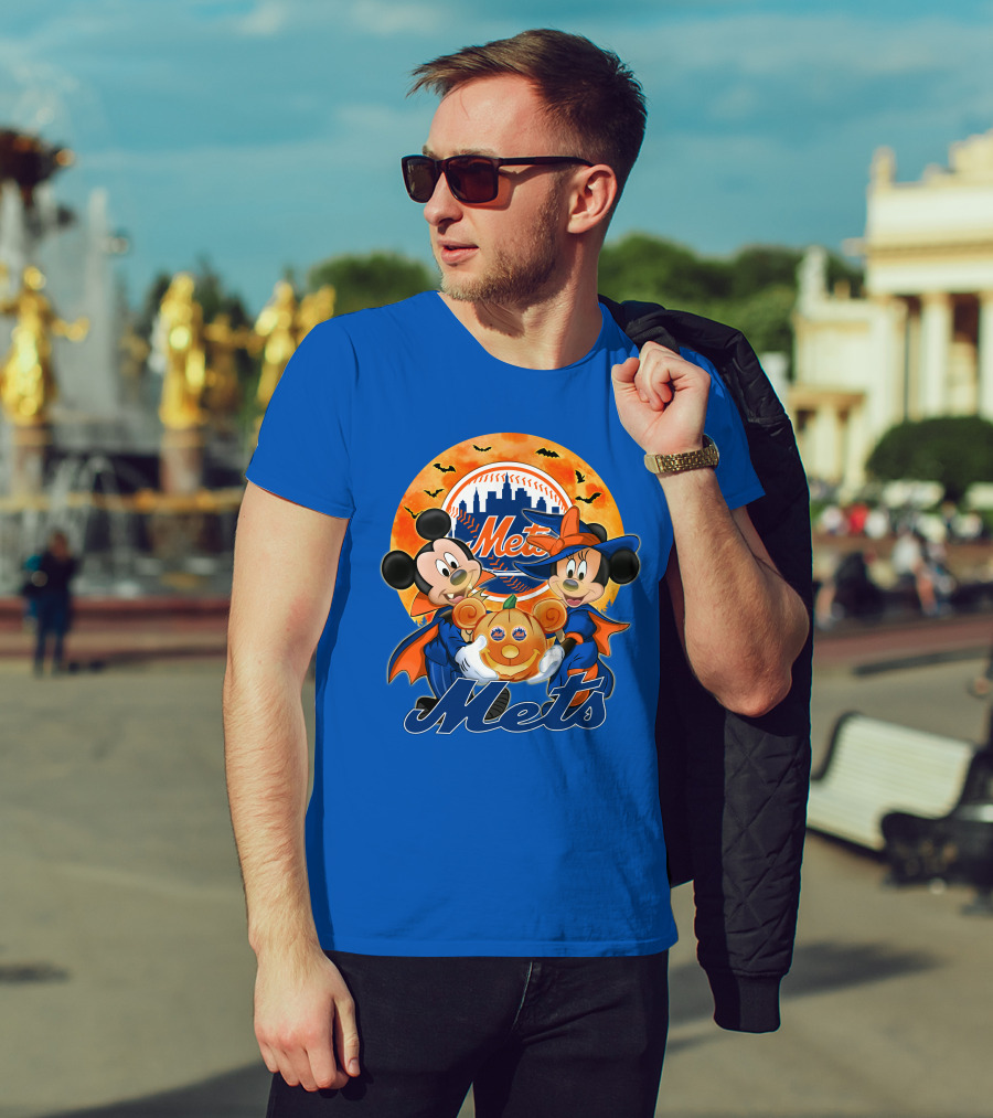 Mickey Minnie Mets Halloween Pumpkin Baseball Bats T-Shirt