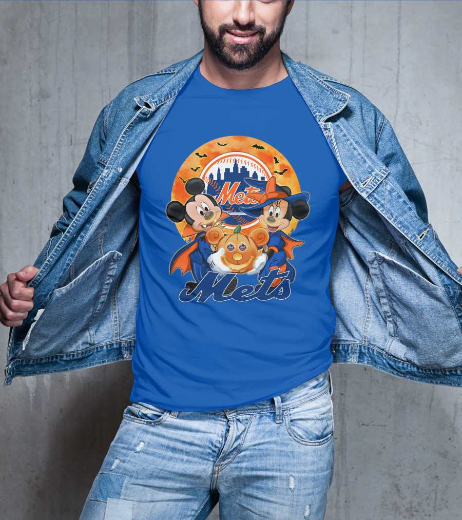 Mickey Minnie Mets Halloween Pumpkin Baseball Bats T-Shirt