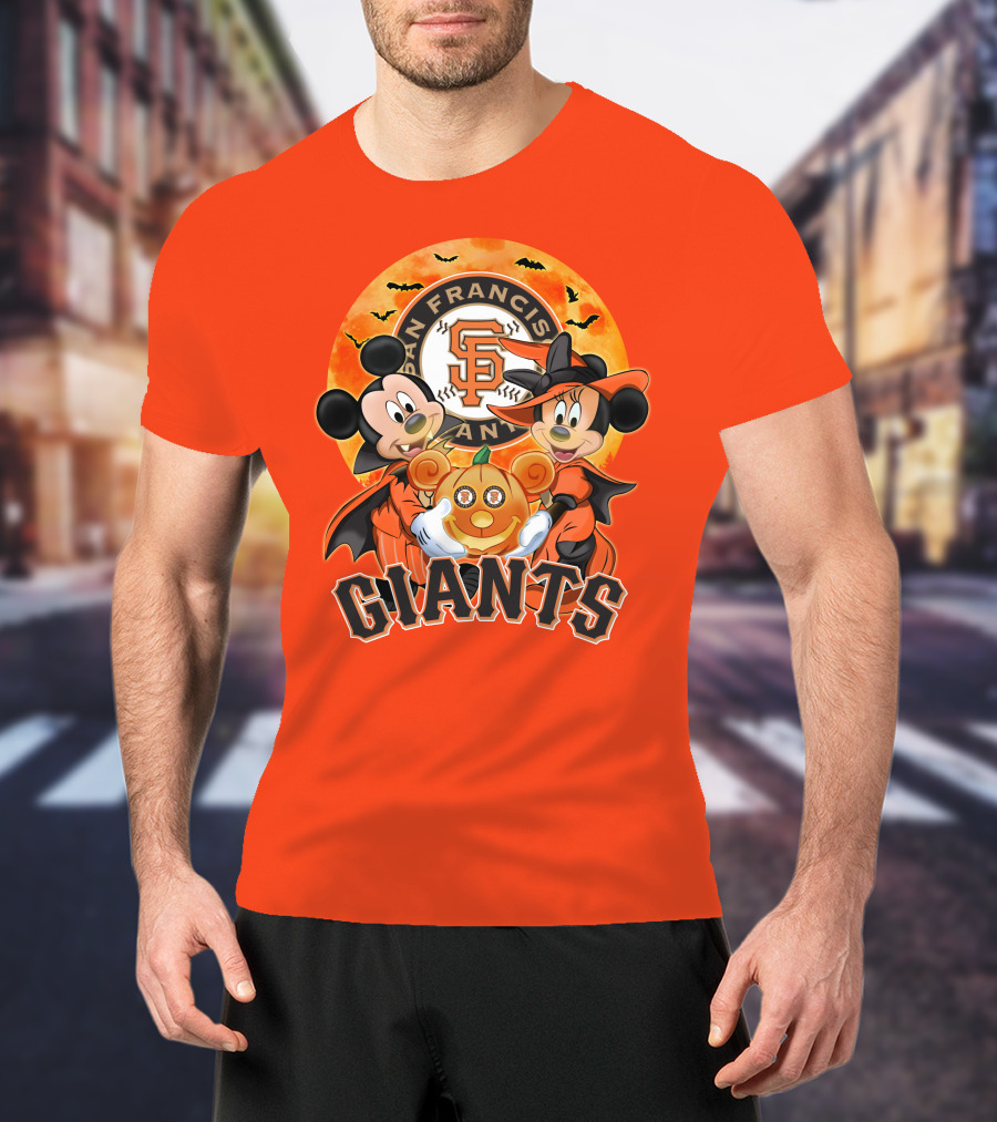 San Francisco Giants Halloween Mickey Mouse Minnie Mouse Pumpkin T-Shirt