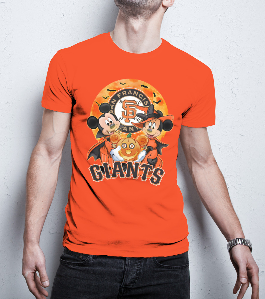 San Francisco Giants Halloween Mickey Mouse Minnie Mouse Pumpkin T-Shirt