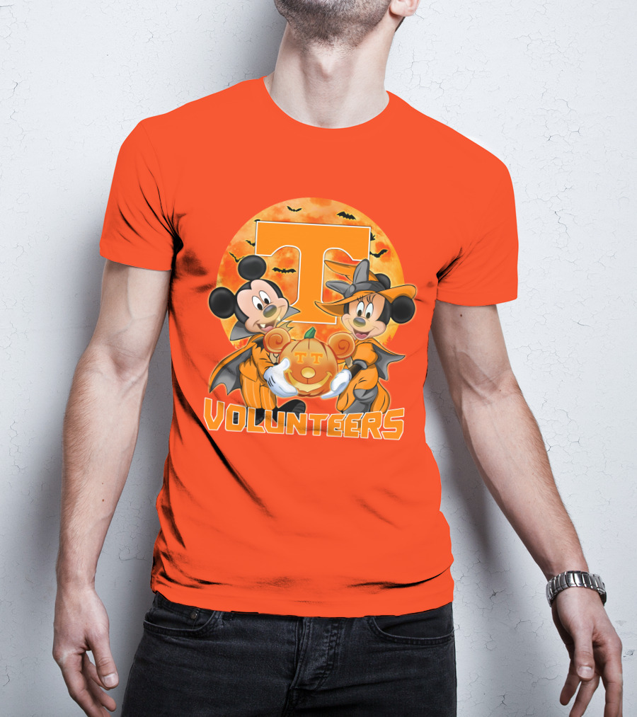 Tennessee Volunteers Mickey And Minnie Halloween Pumpkin T-Shirt