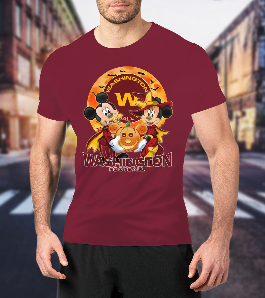 Washington Football Mickey Mouse Minnie Mouse Halloween T-Shirt