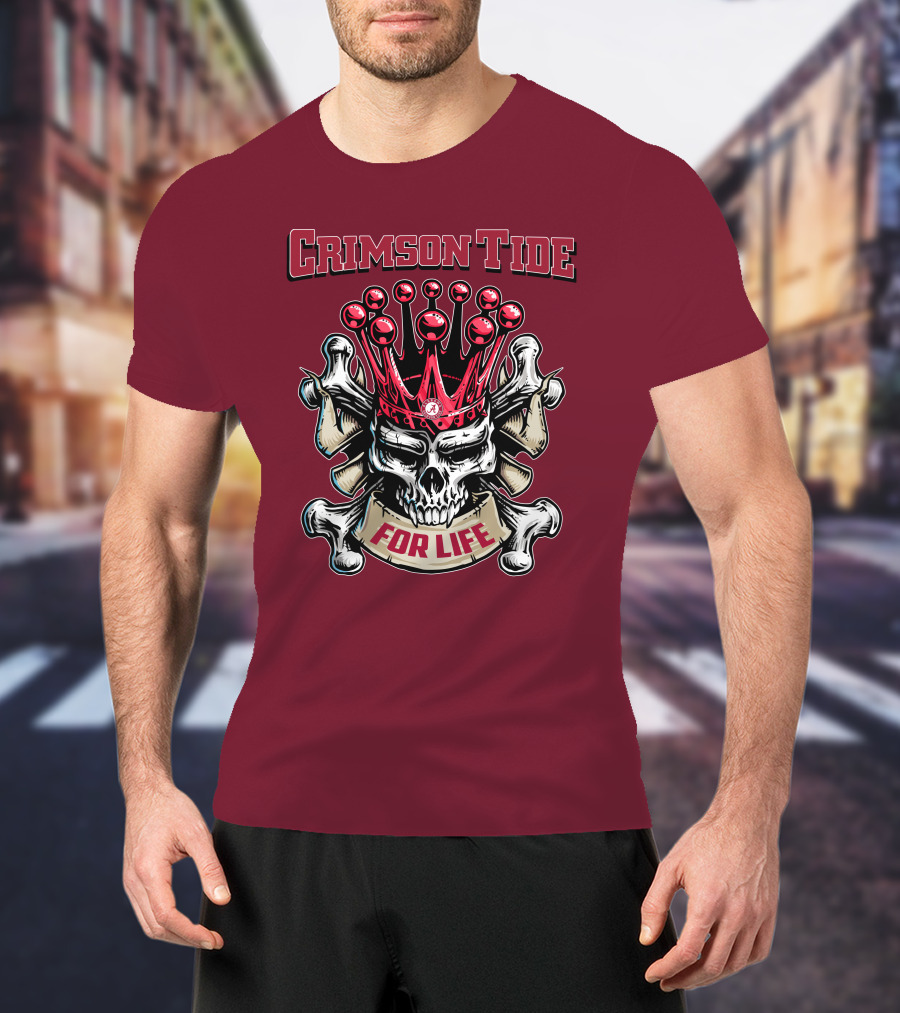 Crimson Tide Skull King For Life T-Shirt