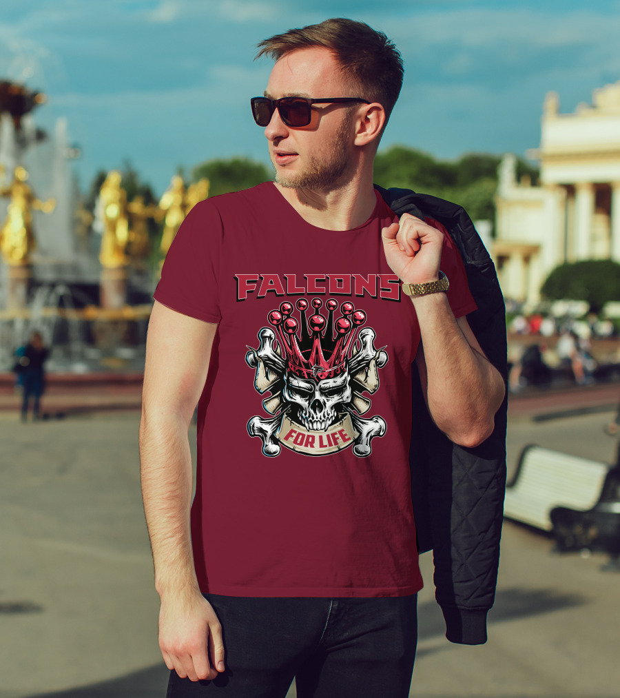 Falcons Skull King Crowned With Bones For Life T-Shirt