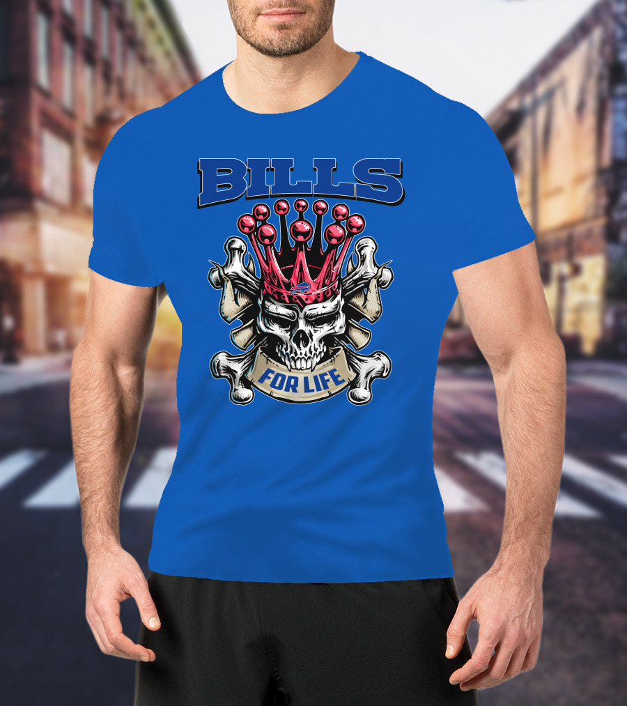 Buffalo Bills Skull King Crown For Life T-Shirt