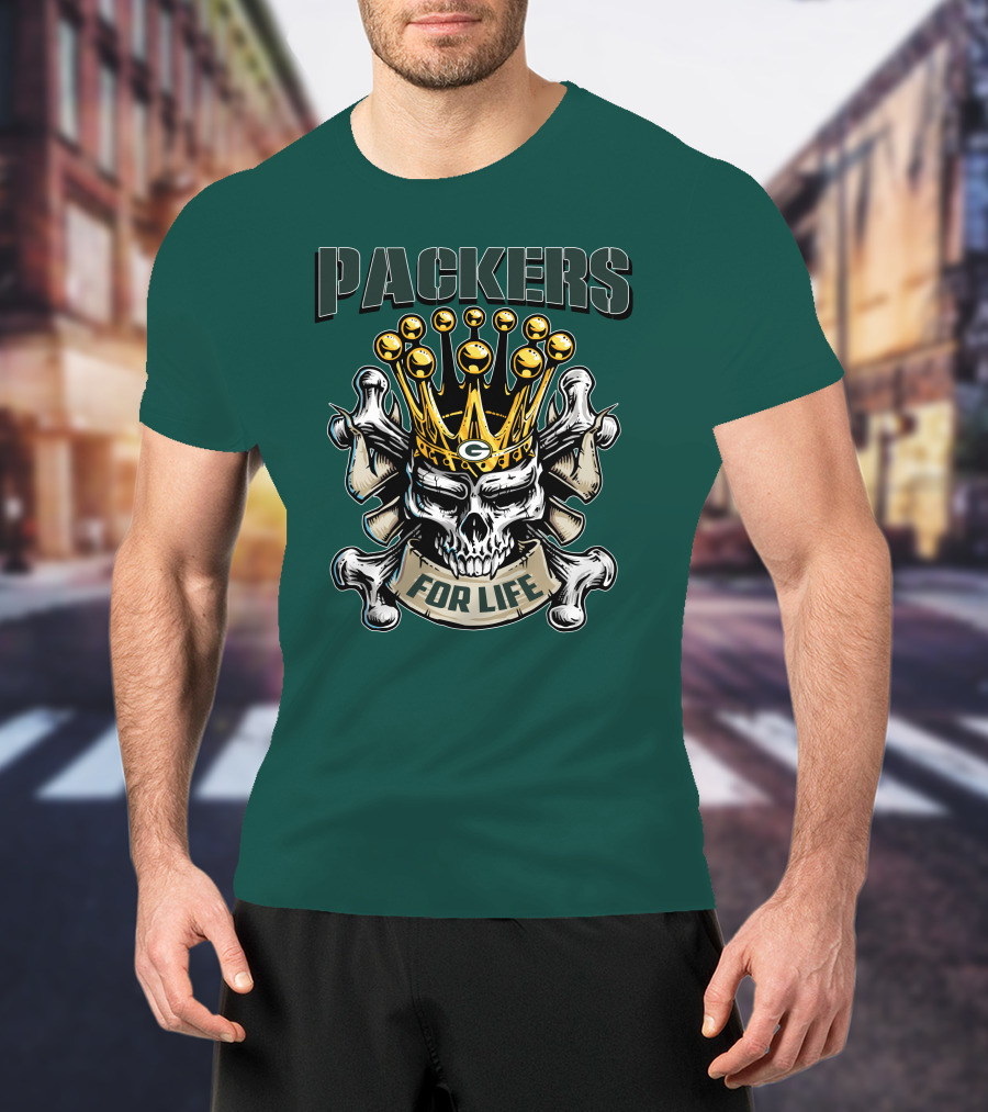 Packers Skull King Crown For Life T-Shirt