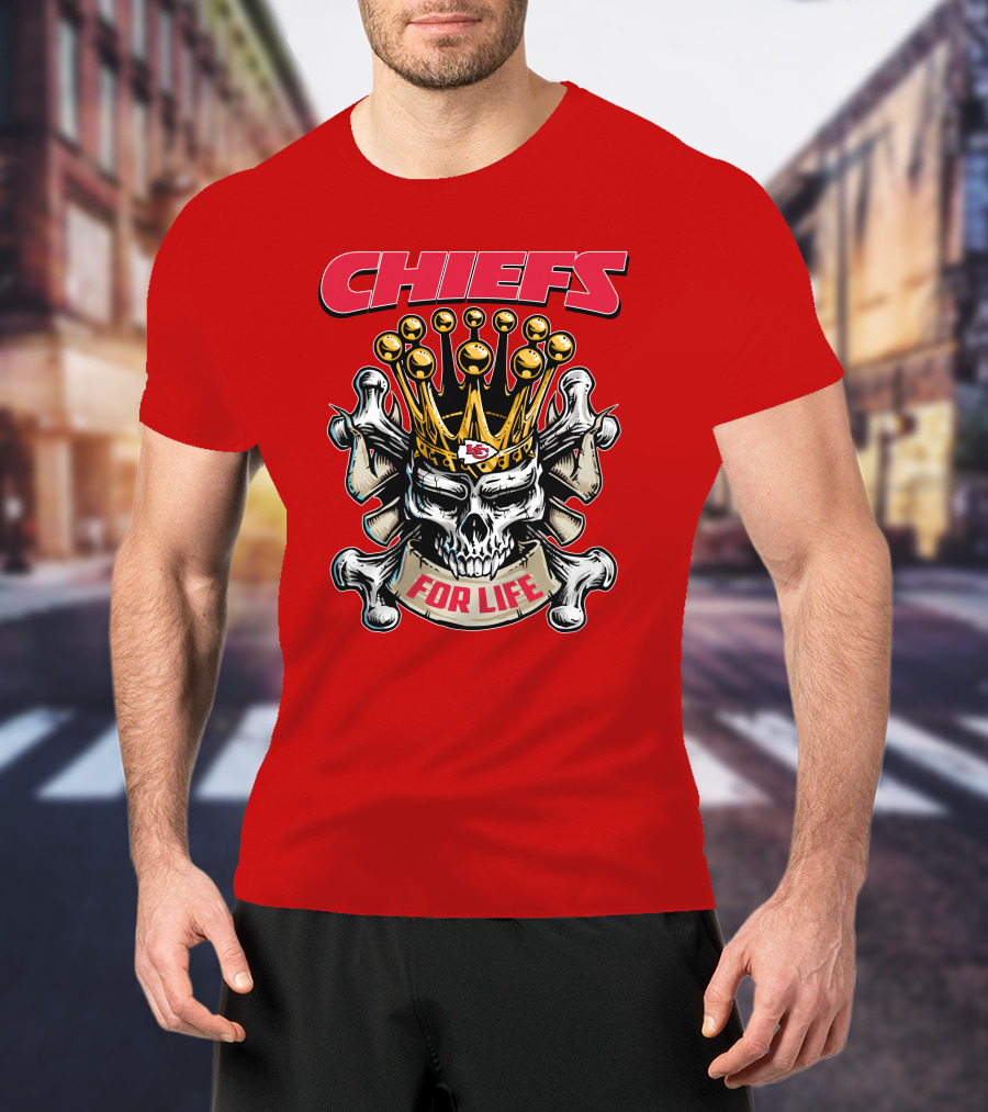 Chiefs Skull King Crown For Life T-Shirt