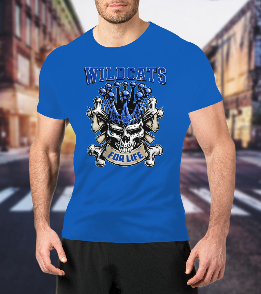 Wildcats For Life Skull King Kentucky Wildcats T-Shirt