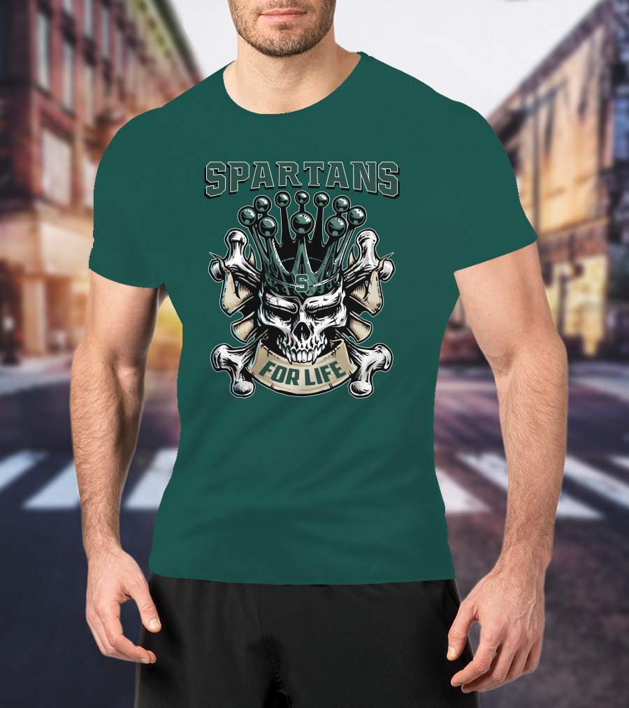 Spartans Skull King Michigan State For Life T-Shirt