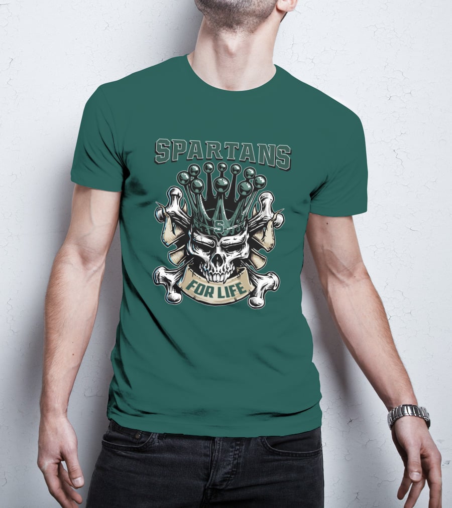 Spartans Skull King Michigan State For Life T-Shirt