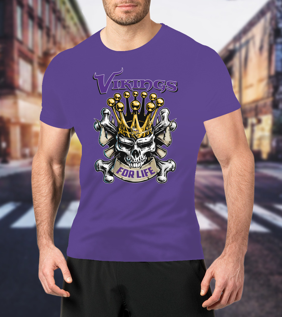 Vikings Skull King Crown For Life Minnesota T-Shirt