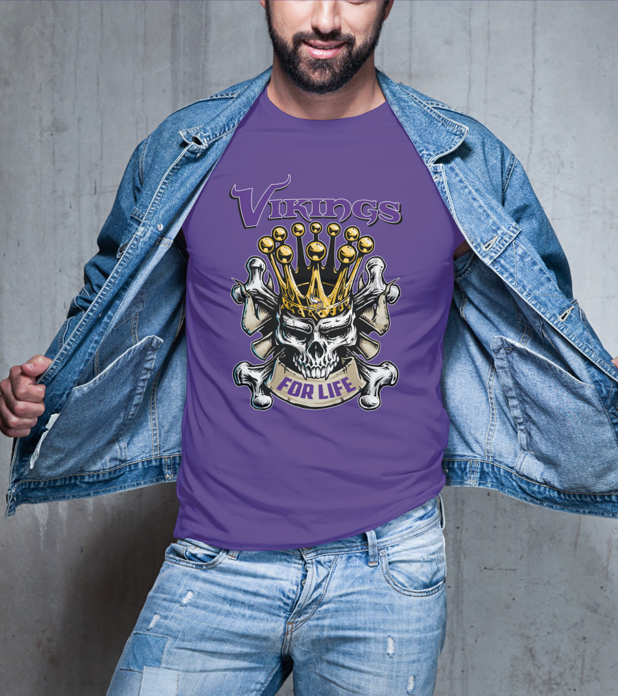 Vikings Skull King Crown For Life Minnesota T-Shirt