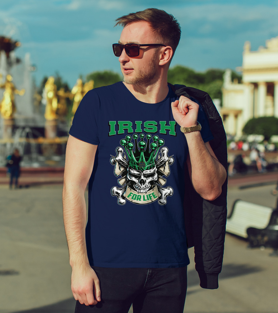 Irish Skull King Notre Dame For Life T-Shirt