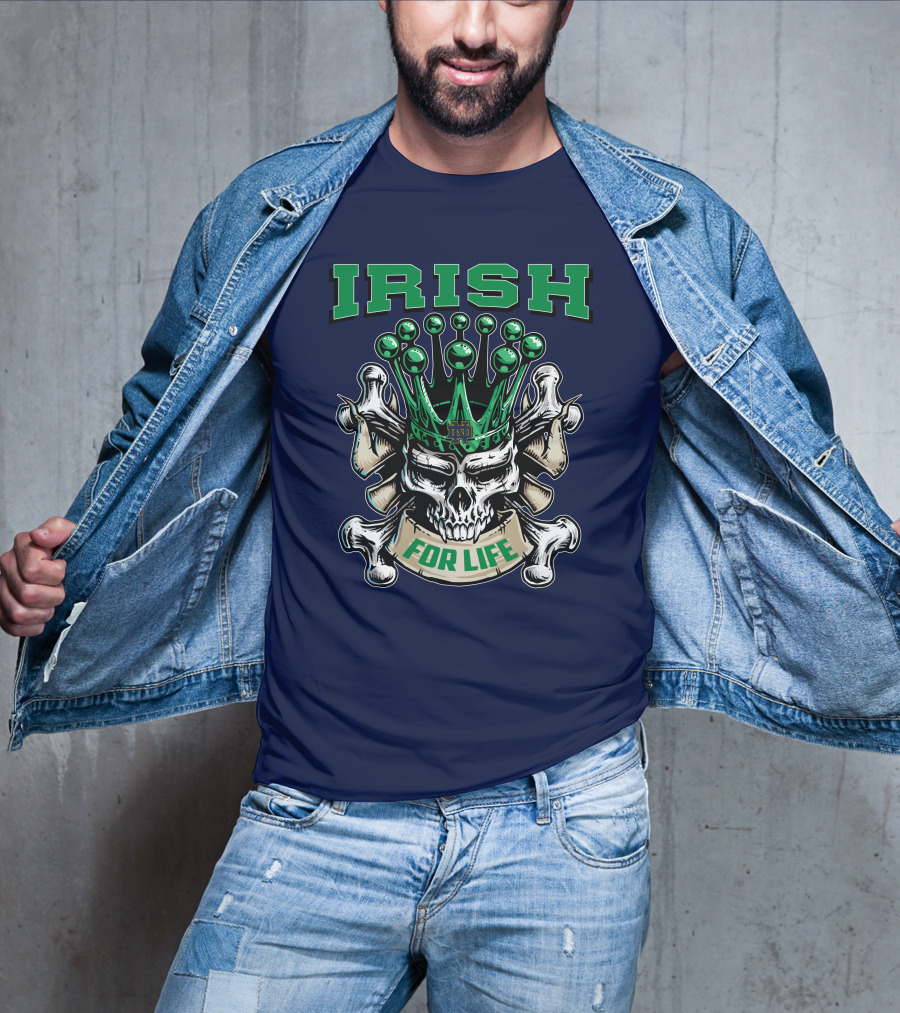 Irish Skull King Notre Dame For Life T-Shirt