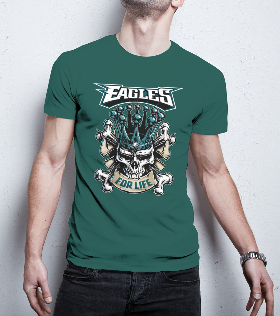 Eagles Skull King For Life Philadelphia Fan Dominion T-Shirt