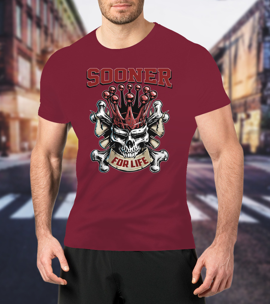 Sooner Skull King Ou Crown For Life T-Shirt