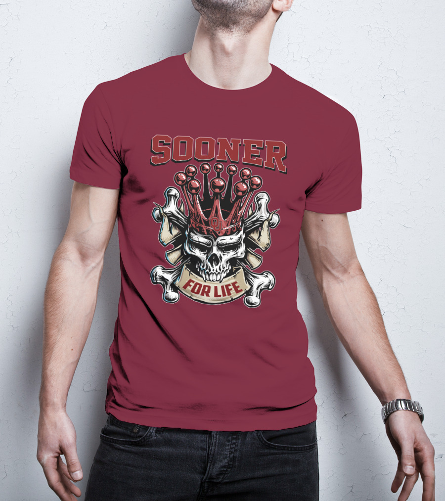 Sooner Skull King Ou Crown For Life T-Shirt