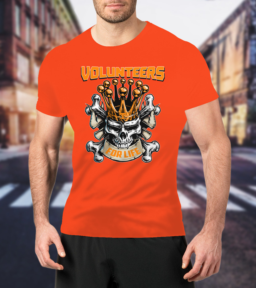 Volunteers Skull King Crown Tennessee For Life T-Shirt