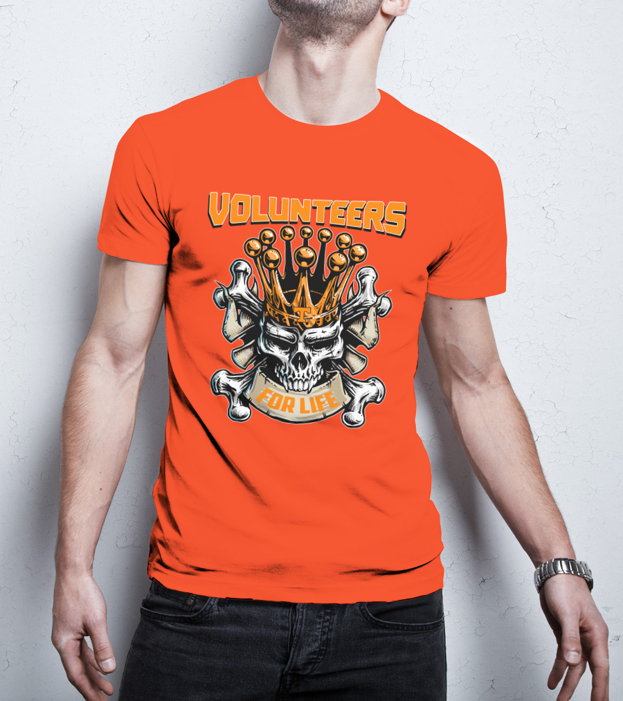 Volunteers Skull King Crown Tennessee For Life T-Shirt