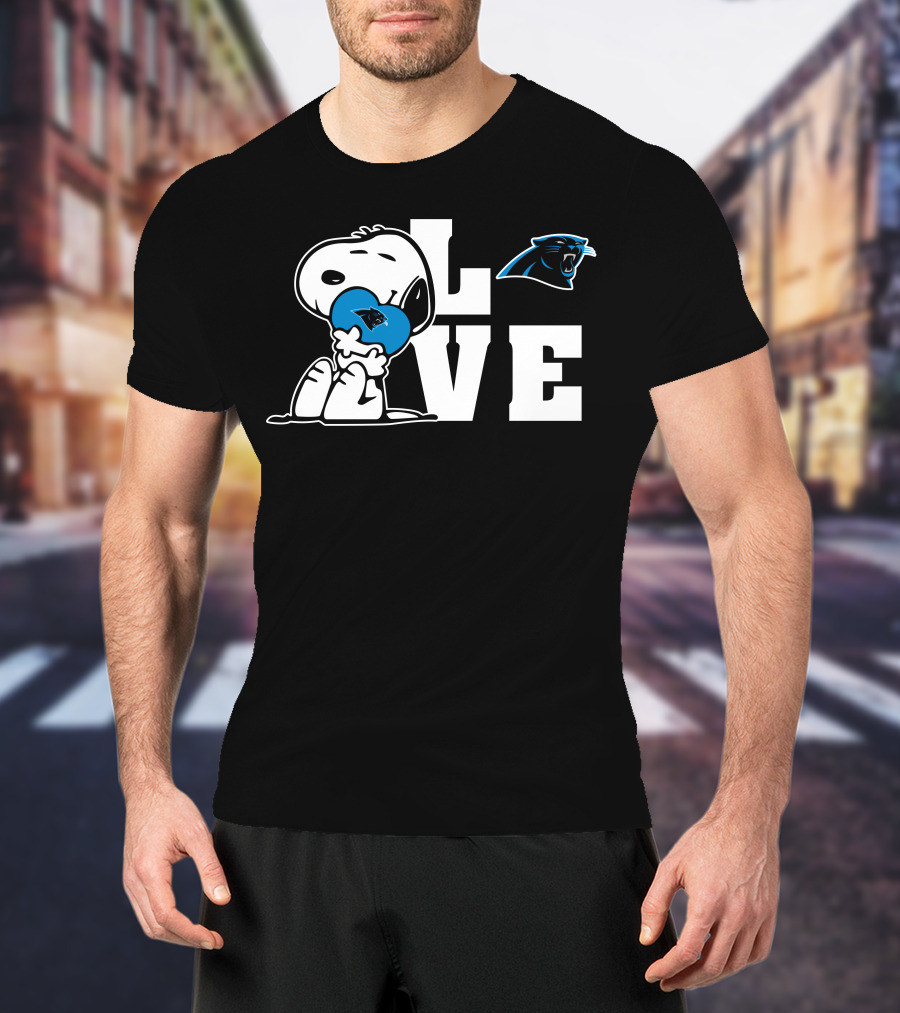 Snoopy Love Carolina Panthers Heart T-Shirt