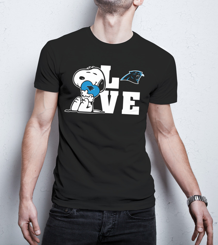 Snoopy Love Carolina Panthers Heart T-Shirt