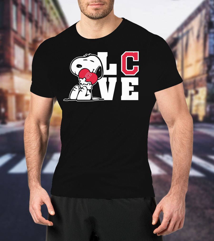 Snoopy Love Cleveland Indians Peanuts Baseball Heart T-Shirt