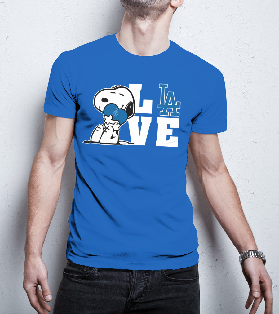 Snoopy Love La Dodgers Peanuts Mlb Collaboration T-Shirt