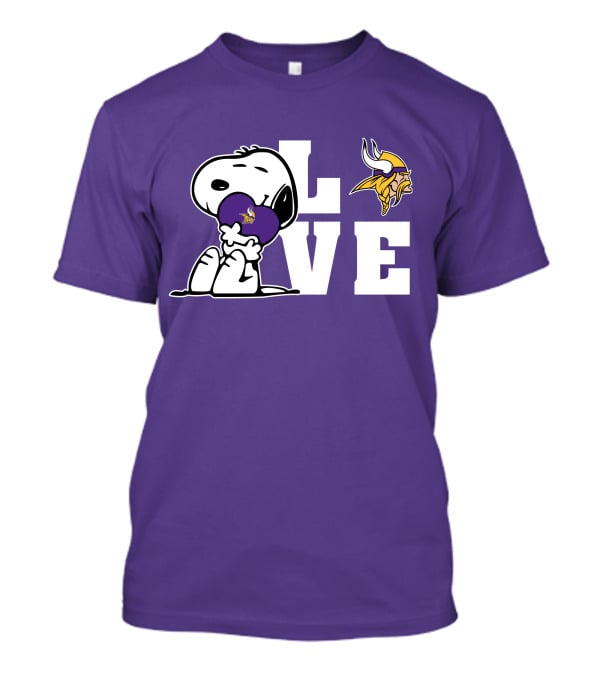 Snoopy Love Minnesota Vikings Logo Heart Hug T-Shirt
