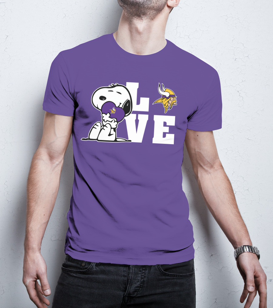 Snoopy Love Minnesota Vikings Logo Heart Hug T-Shirt