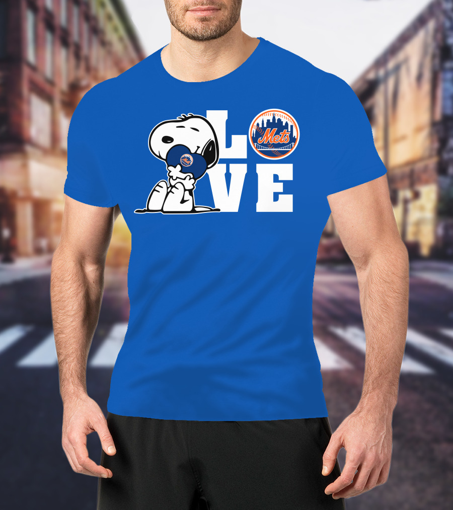 Snoopy Love Mets Baseball New York Peanuts Fan Gear T-Shirt