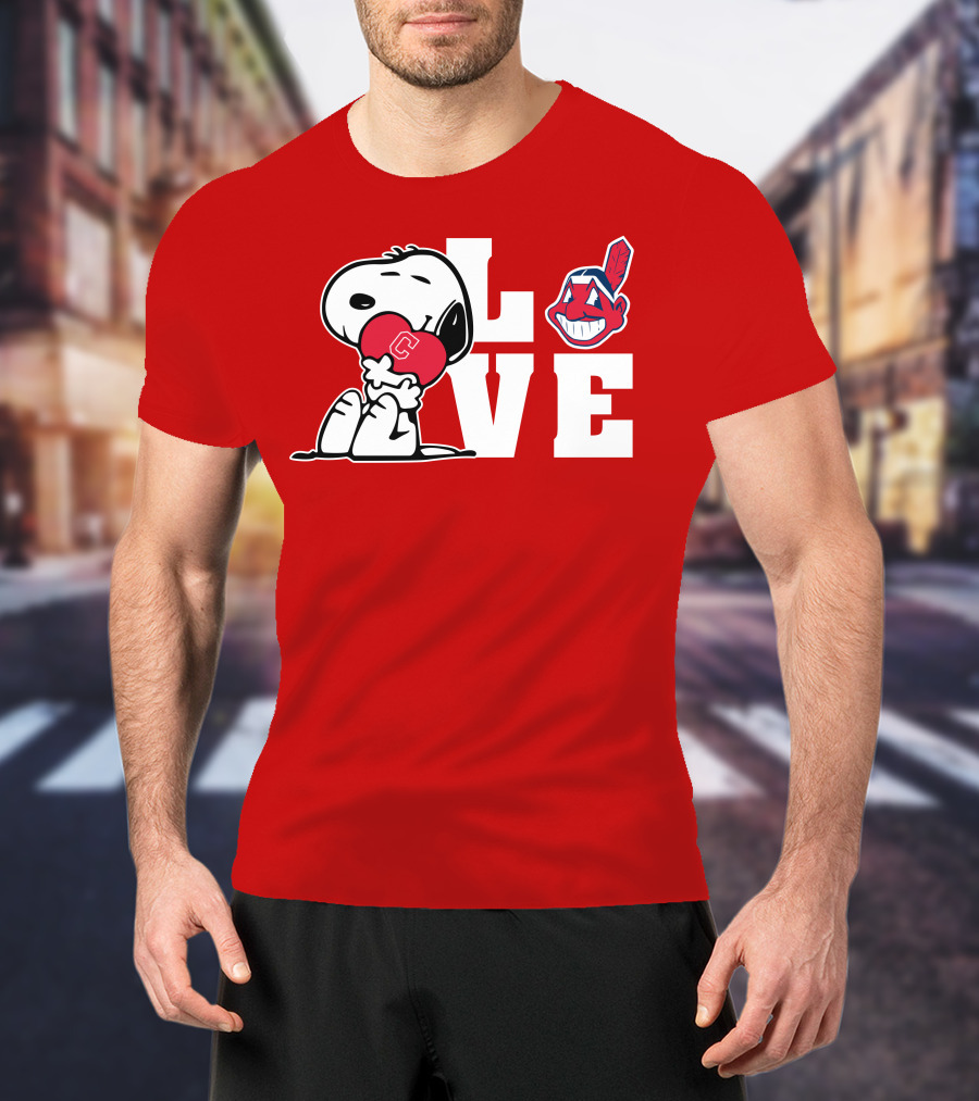 Snoopy Love Cleveland Heart Chief Wahoo T-Shirt