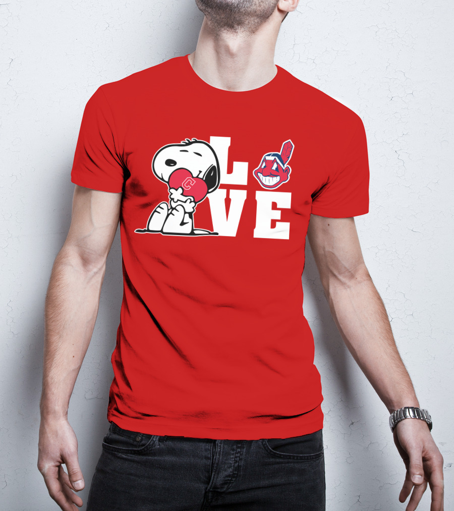 Snoopy Love Cleveland Heart Chief Wahoo T-Shirt