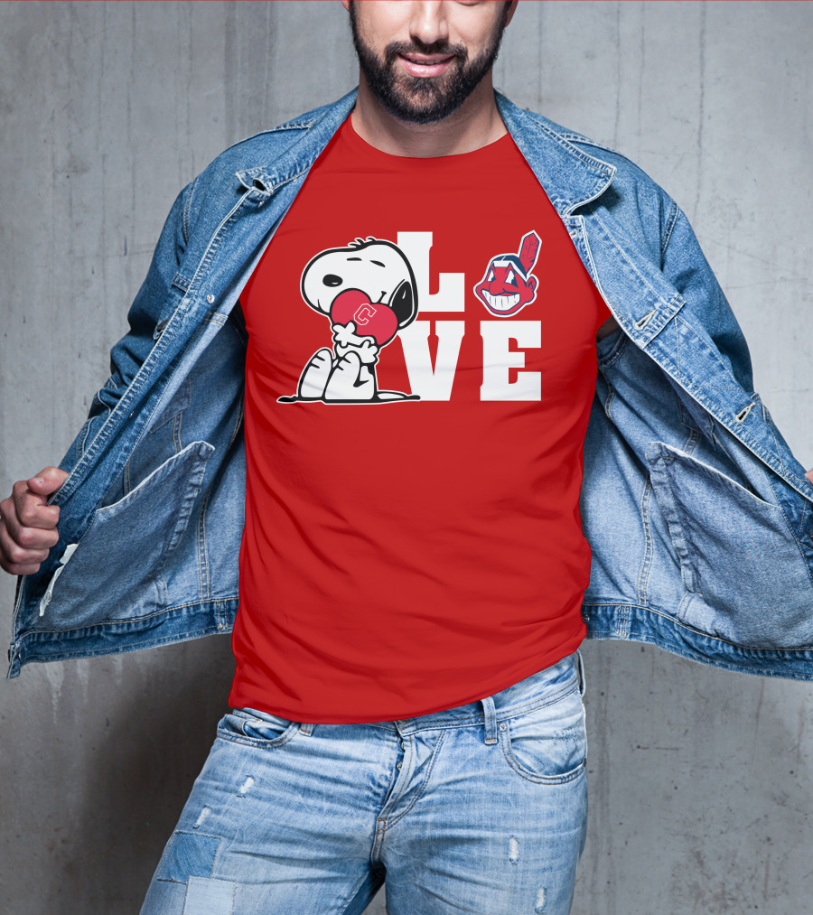 Snoopy Love Cleveland Heart Chief Wahoo T-Shirt