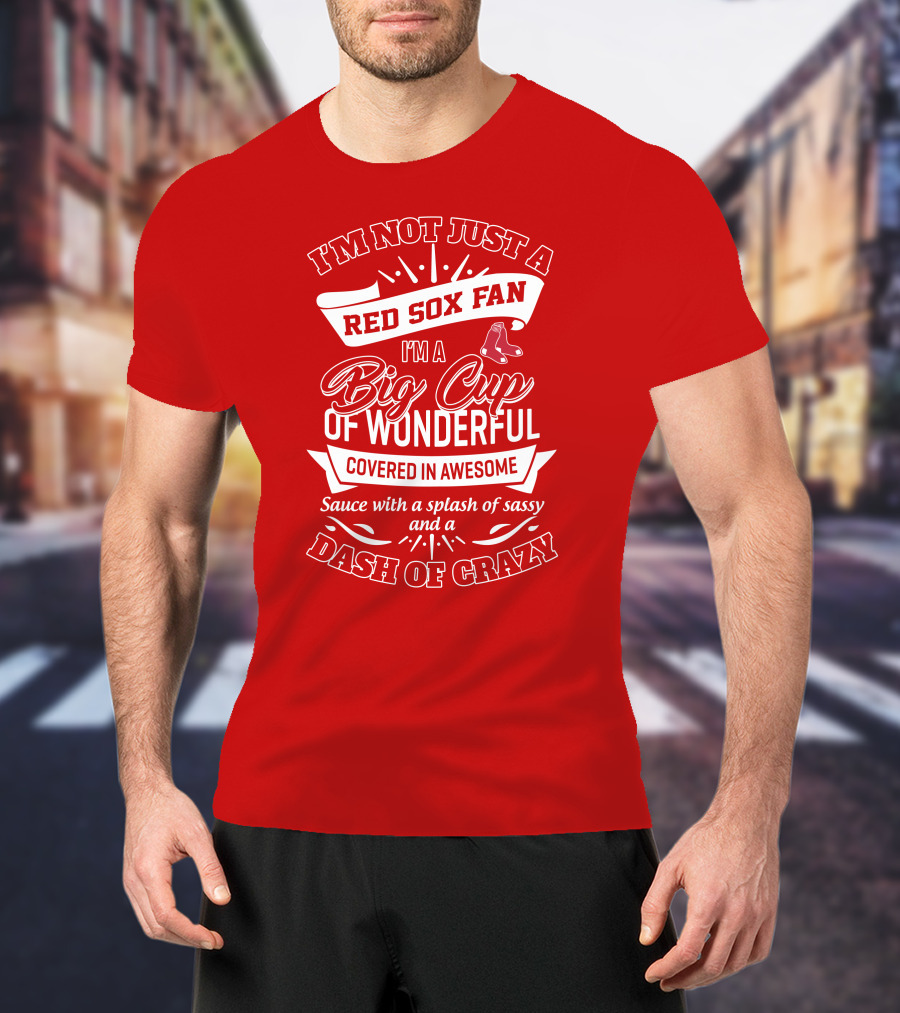 I'm Not Just A Red Sox Fan I'm A Big Cup Of Wonderful Covered In Awesome Sauce With A Splash Of Sassy And A Dash Of Crazy T-Shirt