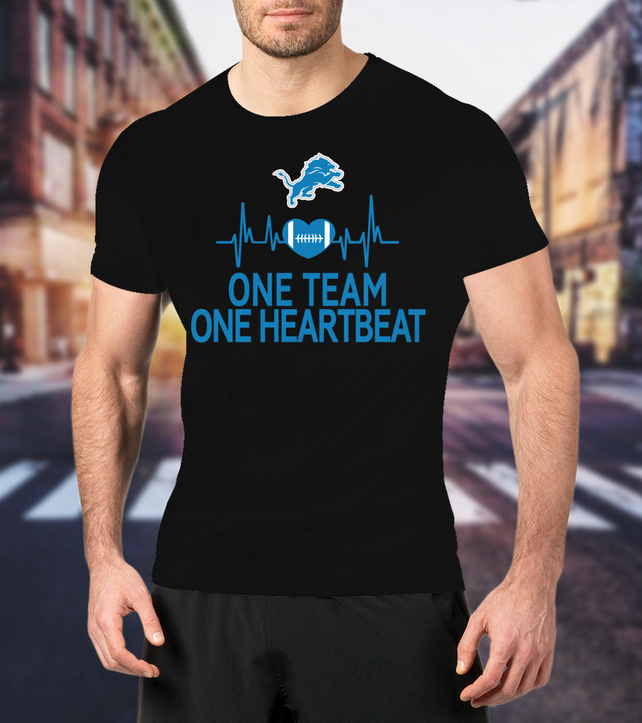 Detroit Lions One Team One Heartbeat Football Heartbeat T-Shirt